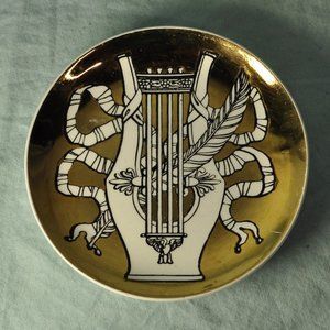lyre vintage Musicalia Bonwit Teller plates gold coaster (w1179)